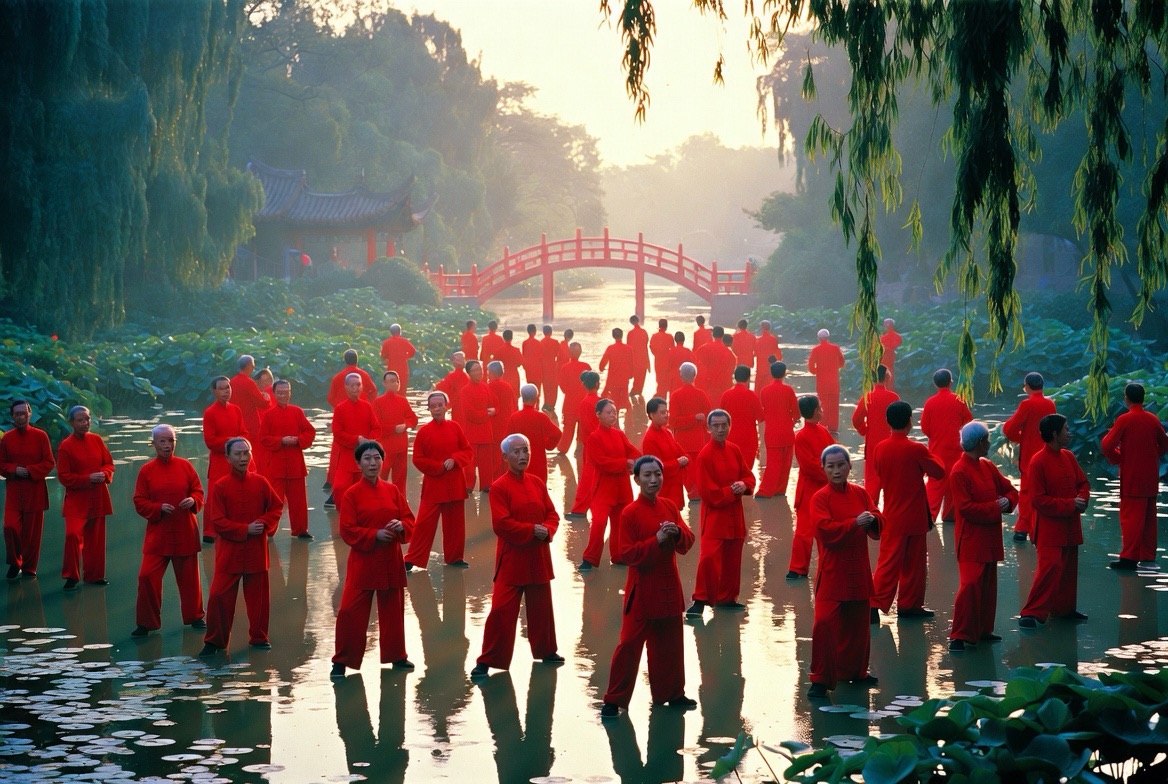 Morning Tai Chi By The Retired